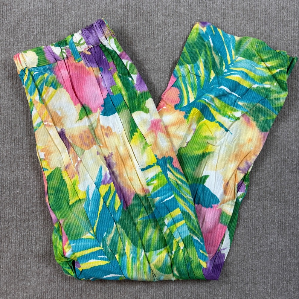 VTG 80's Jam's World Orchard Print Crop Pants‎ Women's Sz Small NWT